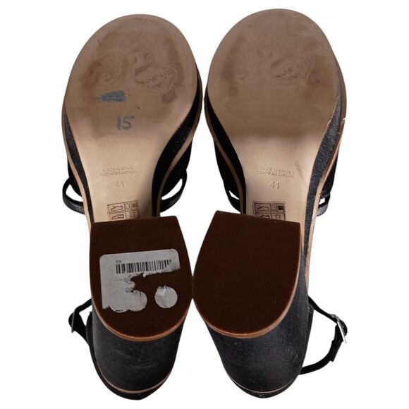 Free People Sandals 9.5 Womens Black Textile Platform Block Ultra High Buckle - Picture 9 of 10